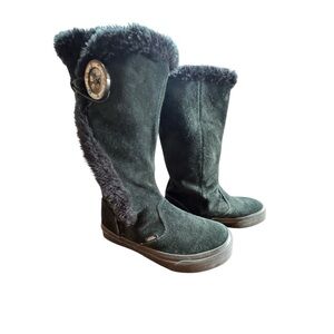 Vans Off the Wall Phoebe Brown Suede Fur Trimmed Boots Size 11